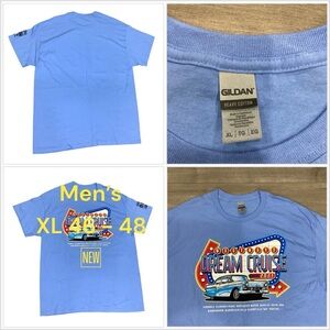 Men’s Woodward Dream Cruise XL 46 - 48 T-Shirt Tee Top Light Blue Golf NWOT